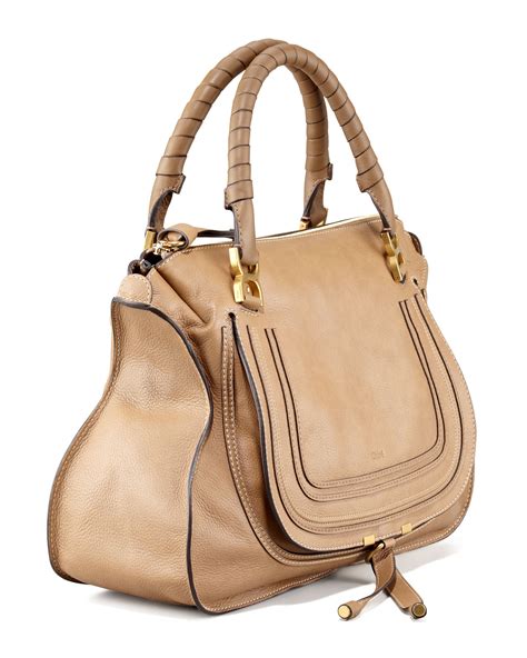 Chloe Marcie Large Leather Satchel Bag, Nut